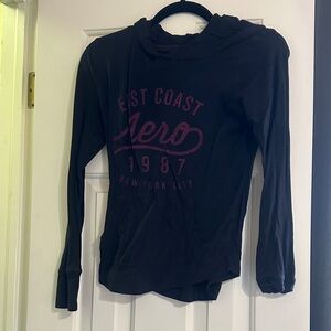 Aeropostale Black Hoodie with Maroon Graphic